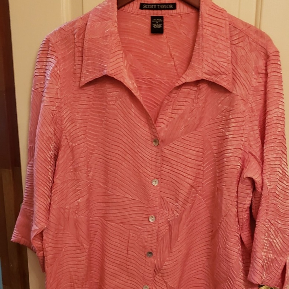 Scott Taylor peach button down top size 1X